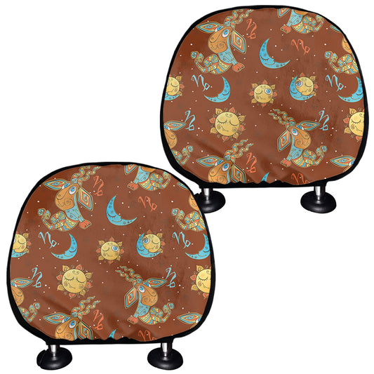 Cute Cartoon Capricorn Pattern Print Car Headrest Covers