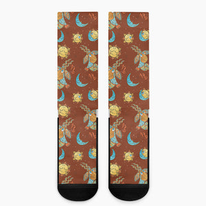 Cute Cartoon Capricorn Pattern Print Crew Socks