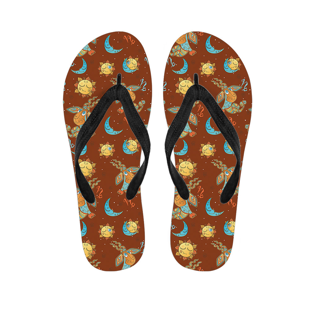 Cute Cartoon Capricorn Pattern Print Flip Flops