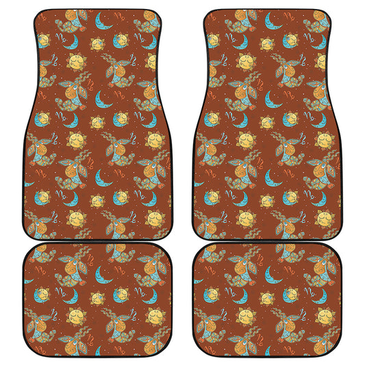 Cute Cartoon Capricorn Pattern Print Front and Back Car Floor Mats