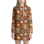 Cute Cartoon Capricorn Pattern Print Hoodie Dress