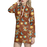 Cute Cartoon Capricorn Pattern Print Hoodie Dress