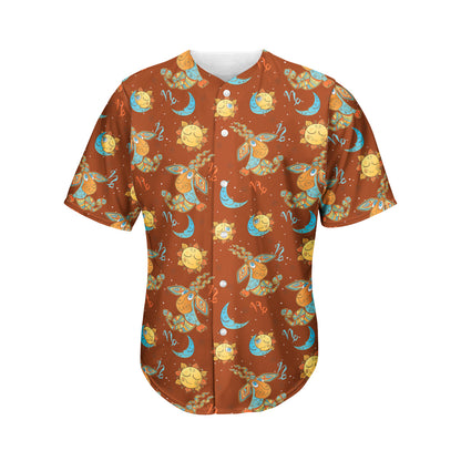 Cute Cartoon Capricorn Pattern Print Men's Baseball Jersey