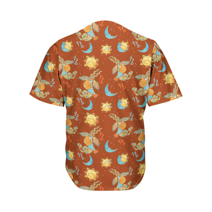 Cute Cartoon Capricorn Pattern Print Men's Baseball Jersey