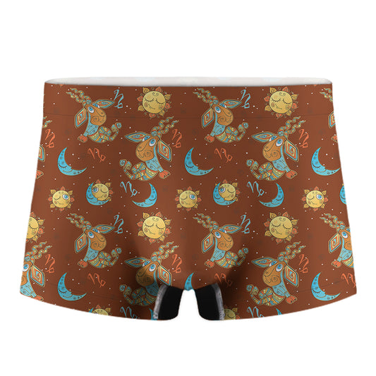 Cute Cartoon Capricorn Pattern Print Men's Boxer Briefs