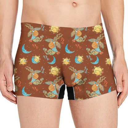 Cute Cartoon Capricorn Pattern Print Men's Boxer Briefs