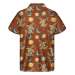 Cute Cartoon Capricorn Pattern Print Men's Short Sleeve Shirt