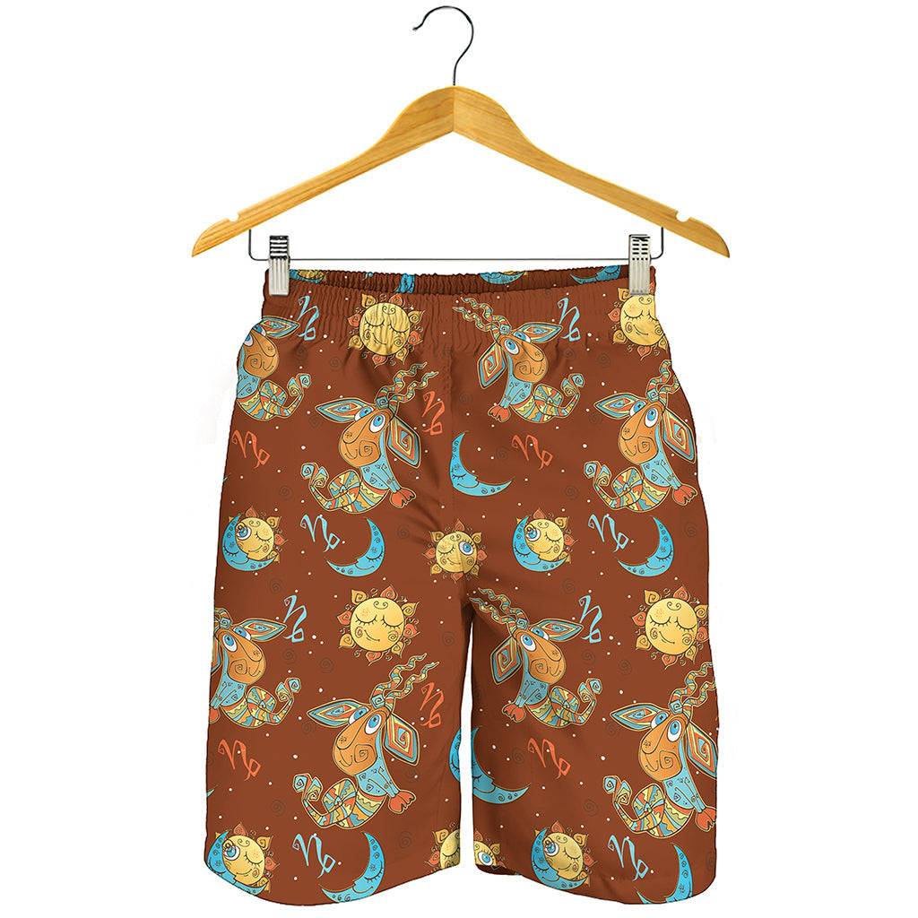 Cute Cartoon Capricorn Pattern Print Men's Shorts