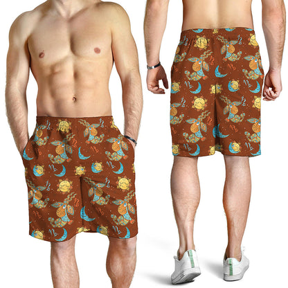 Cute Cartoon Capricorn Pattern Print Men's Shorts