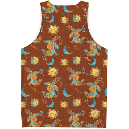 Cute Cartoon Capricorn Pattern Print Men's Tank Top