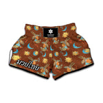 Cute Cartoon Capricorn Pattern Print Muay Thai Boxing Shorts