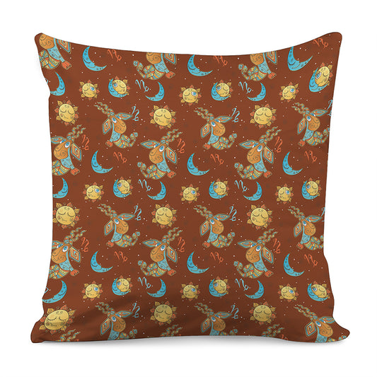 Cute Cartoon Capricorn Pattern Print Pillow Cover