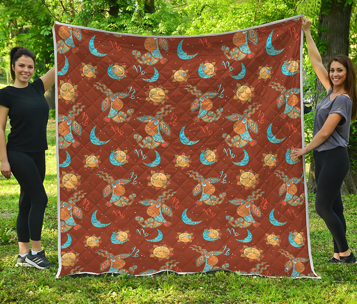 Cute Cartoon Capricorn Pattern Print Quilt