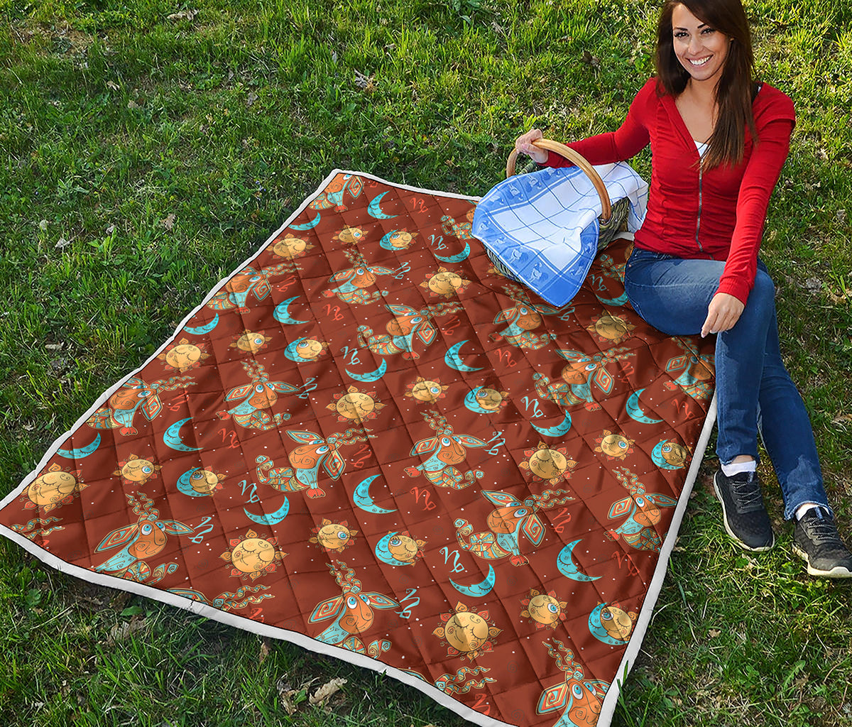 Cute Cartoon Capricorn Pattern Print Quilt