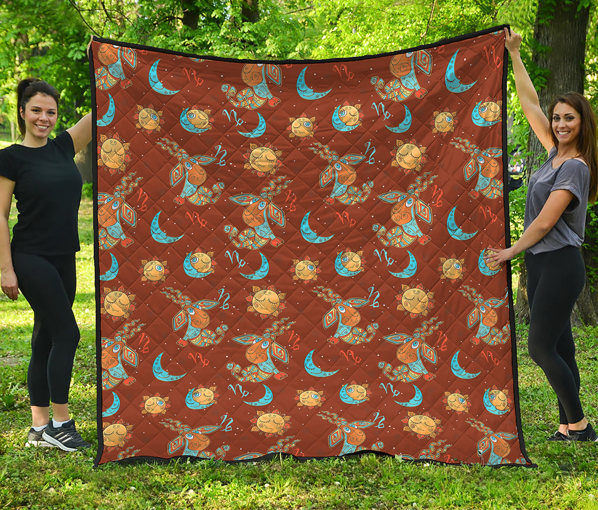 Cute Cartoon Capricorn Pattern Print Quilt