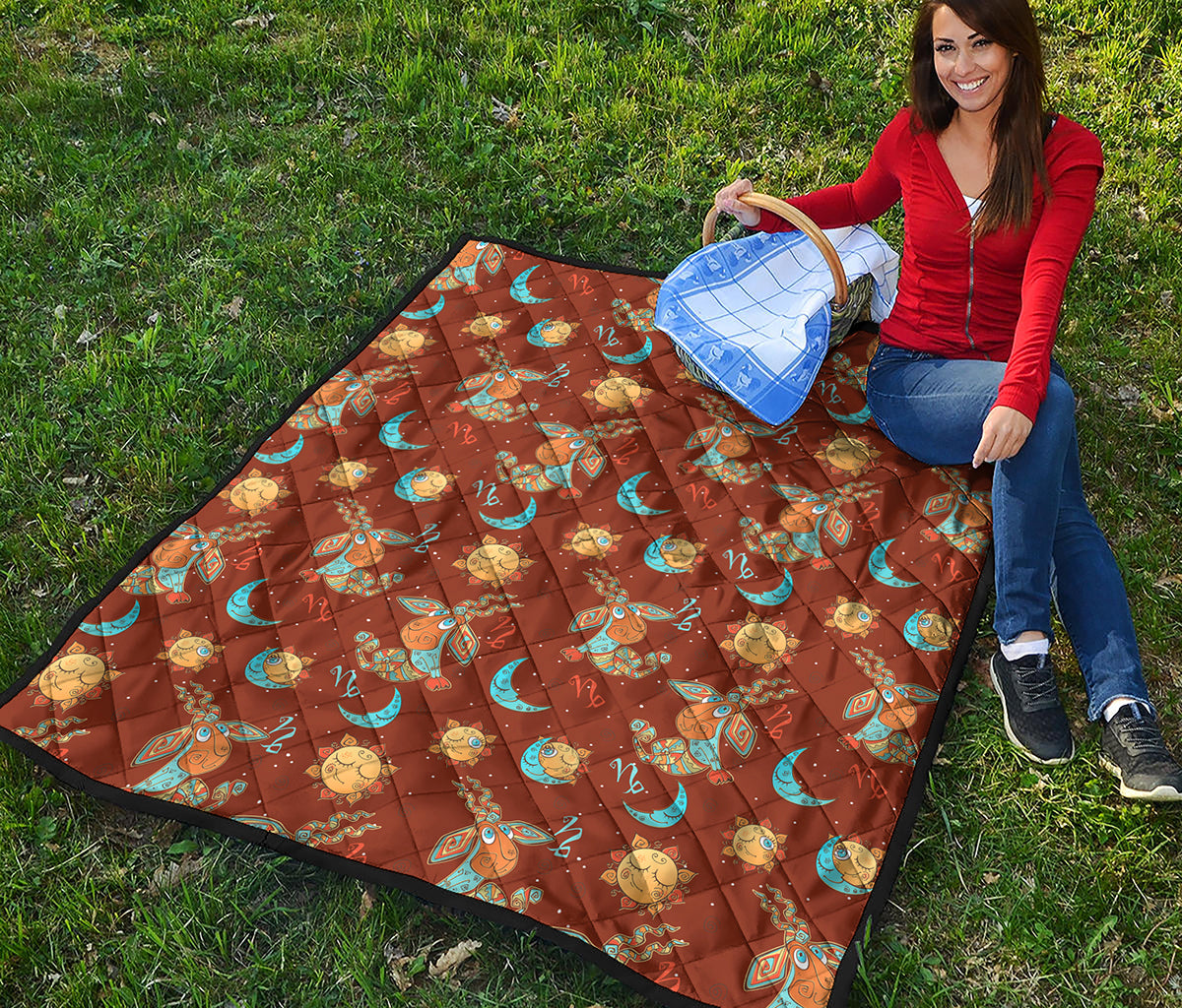 Cute Cartoon Capricorn Pattern Print Quilt