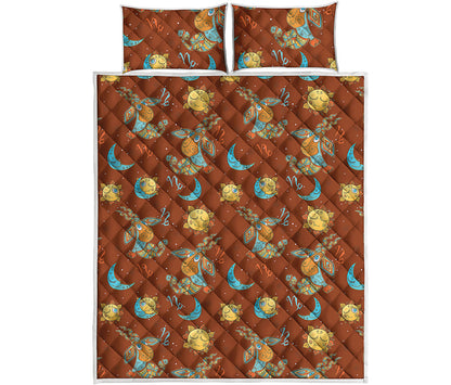 Cute Cartoon Capricorn Pattern Print Quilt Bed Set