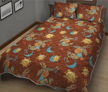 Cute Cartoon Capricorn Pattern Print Quilt Bed Set