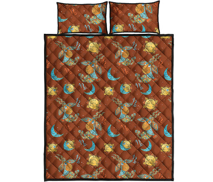 Cute Cartoon Capricorn Pattern Print Quilt Bed Set