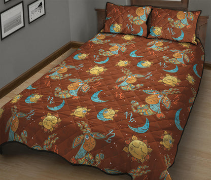 Cute Cartoon Capricorn Pattern Print Quilt Bed Set