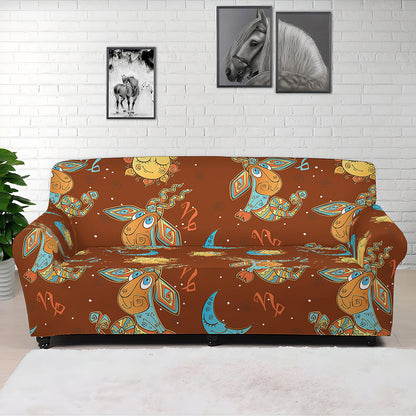 Cute Cartoon Capricorn Pattern Print Sofa Cover