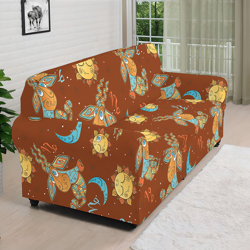 Cute Cartoon Capricorn Pattern Print Sofa Cover