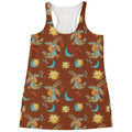 Cute Cartoon Capricorn Pattern Print Women's Racerback Tank Top