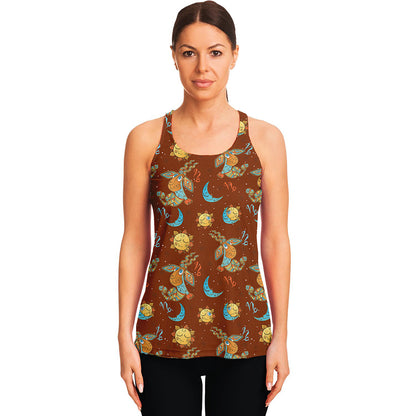Cute Cartoon Capricorn Pattern Print Women's Racerback Tank Top