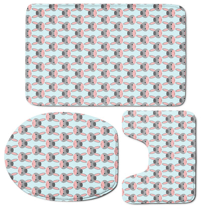Cute Cartoon Donkey Pattern Print 3 Piece Bath Mat Set