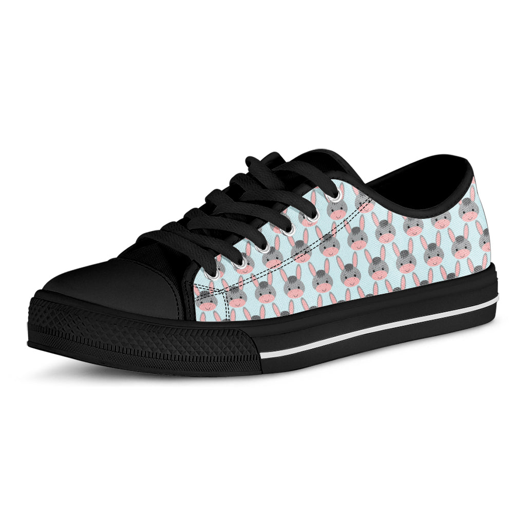 Cute Cartoon Donkey Pattern Print Black Low Top Shoes