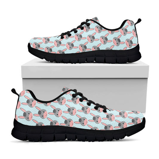 Cute Cartoon Donkey Pattern Print Black Sneakers
