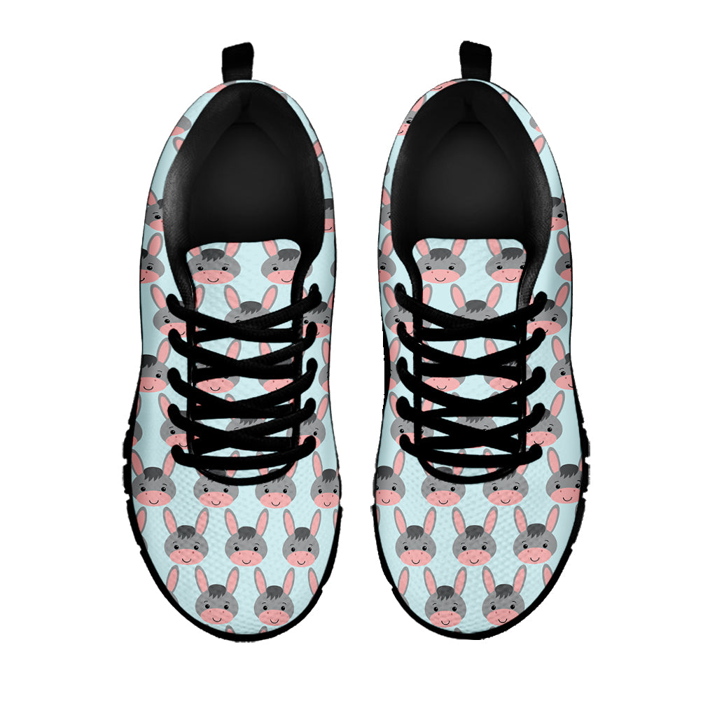 Cute Cartoon Donkey Pattern Print Black Sneakers