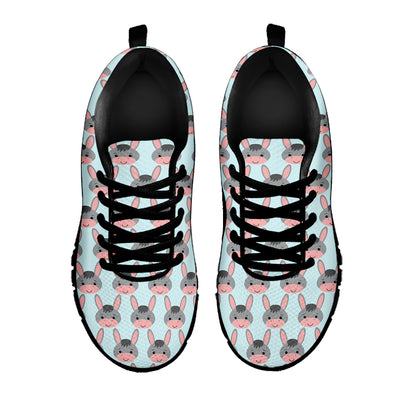 Cute Cartoon Donkey Pattern Print Black Sneakers