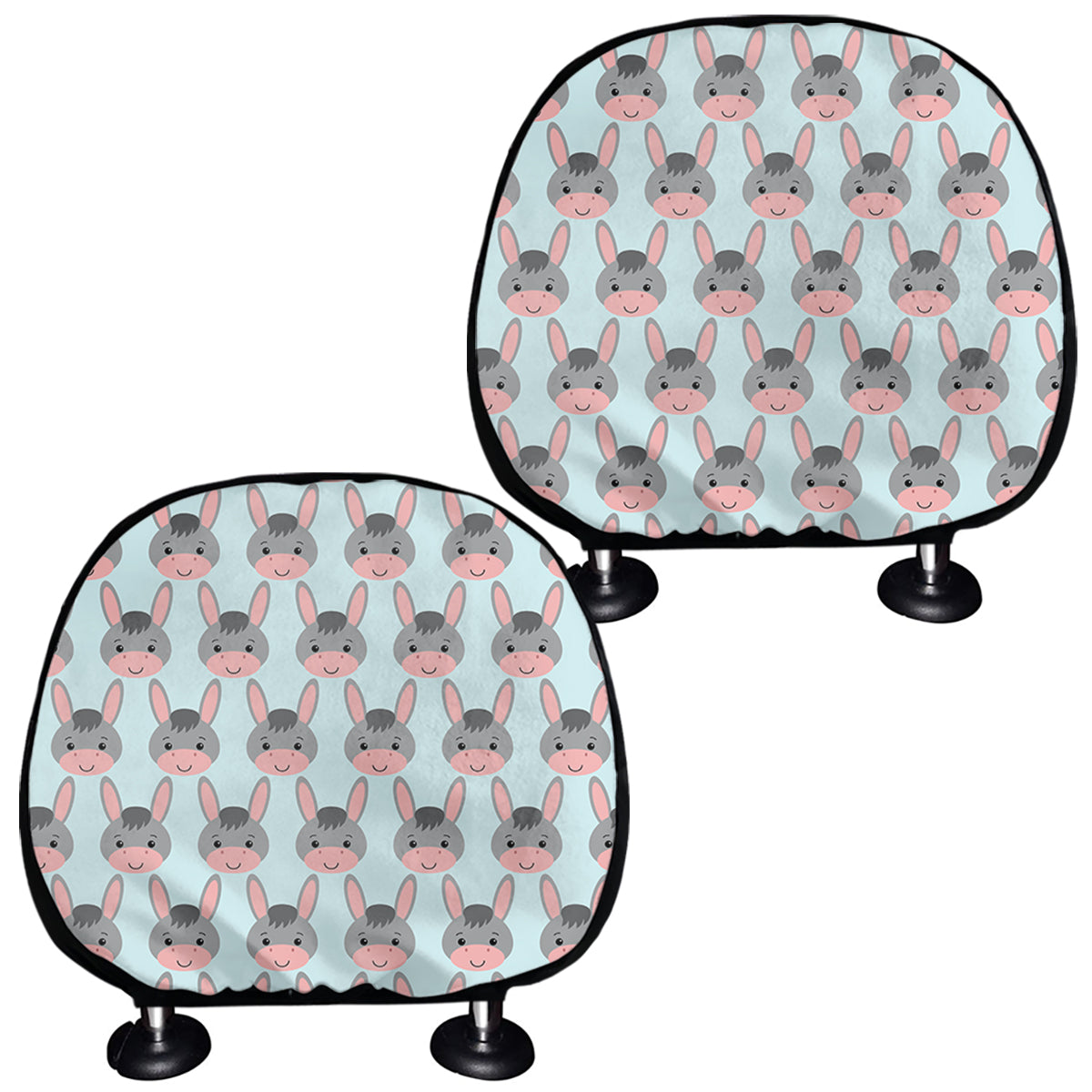 Cute Cartoon Donkey Pattern Print Car Headrest Covers