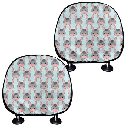 Cute Cartoon Donkey Pattern Print Car Headrest Covers