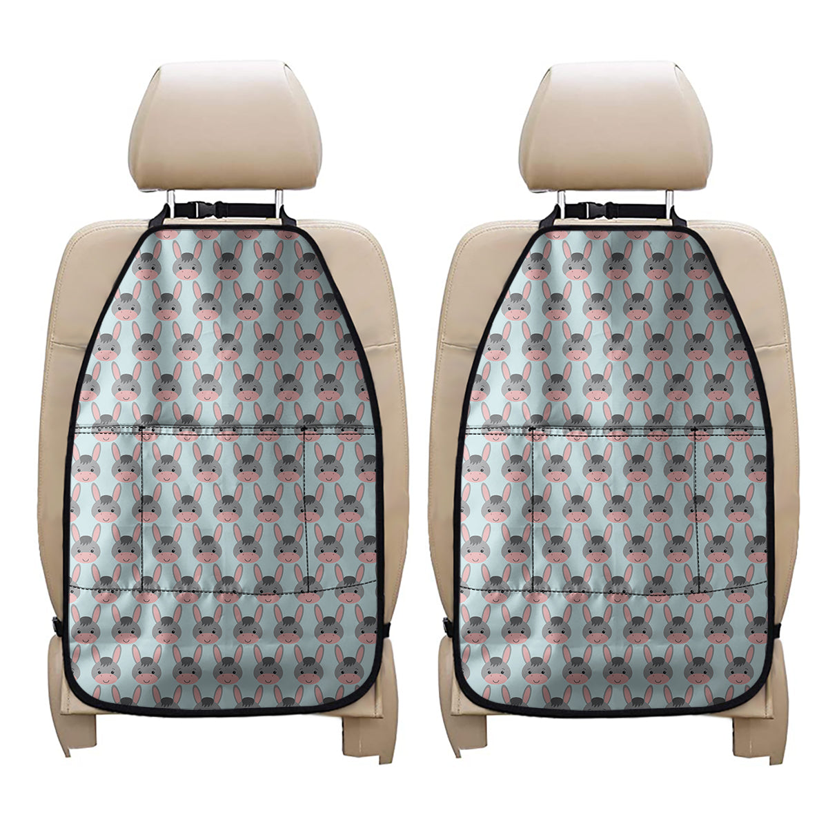 Cute Cartoon Donkey Pattern Print Car Seat Organizers