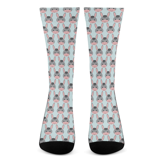 Cute Cartoon Donkey Pattern Print Crew Socks