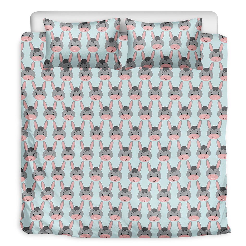 Cute Cartoon Donkey Pattern Print Duvet Cover Bedding Set