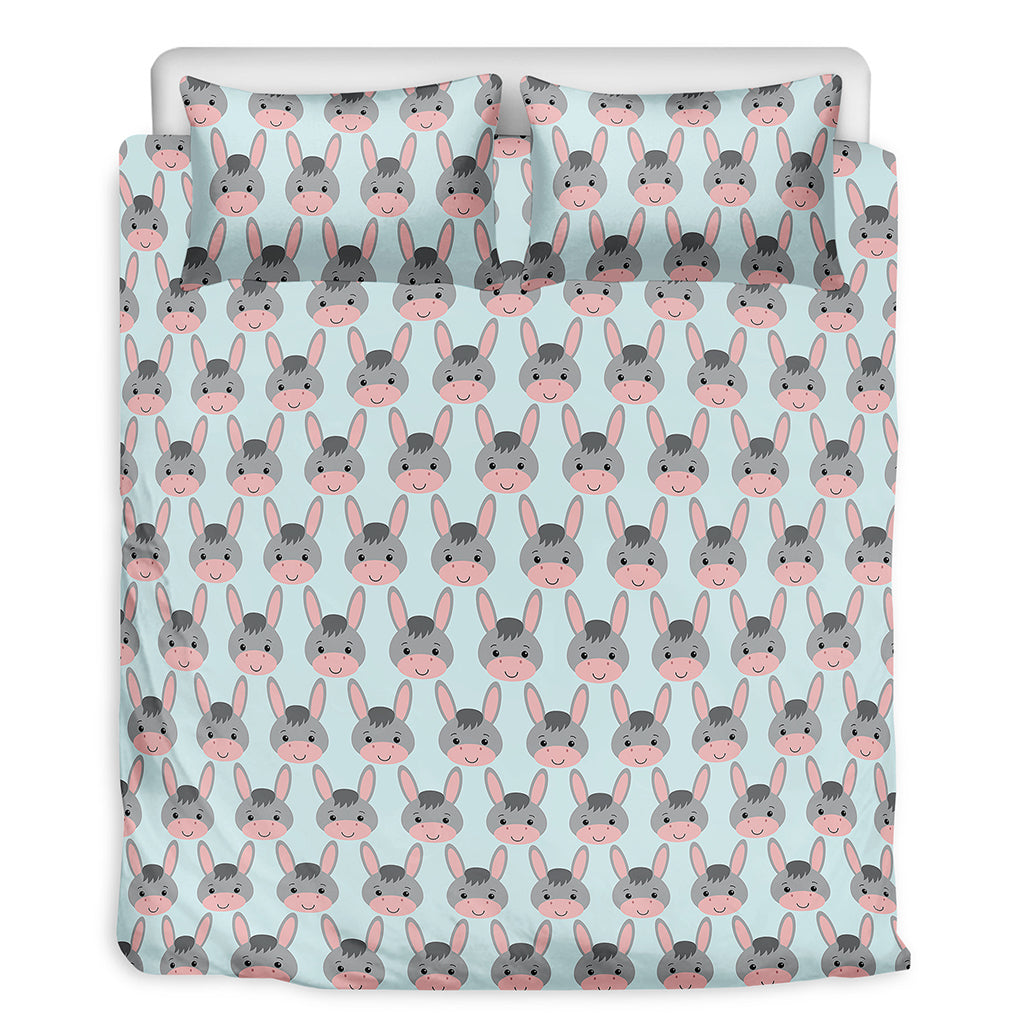 Cute Cartoon Donkey Pattern Print Duvet Cover Bedding Set