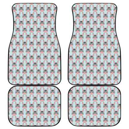 Cute Cartoon Donkey Pattern Print Front and Back Car Floor Mats