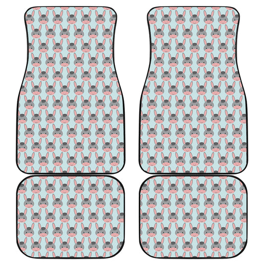 Cute Cartoon Donkey Pattern Print Front and Back Car Floor Mats