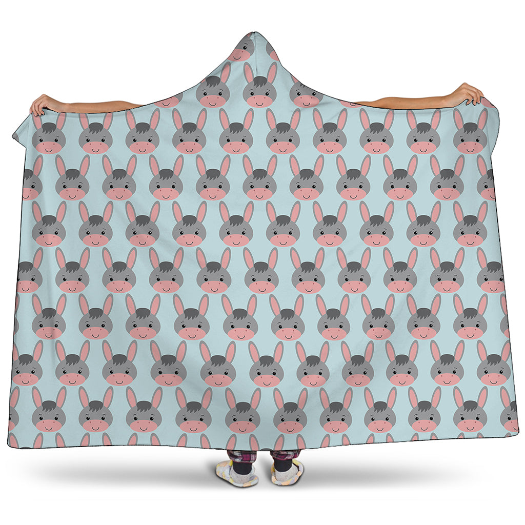 Cute Cartoon Donkey Pattern Print Hooded Blanket