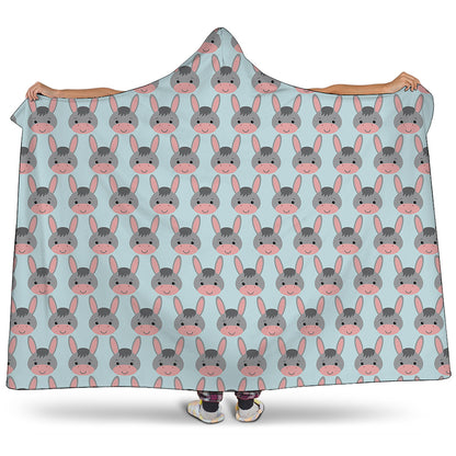Cute Cartoon Donkey Pattern Print Hooded Blanket