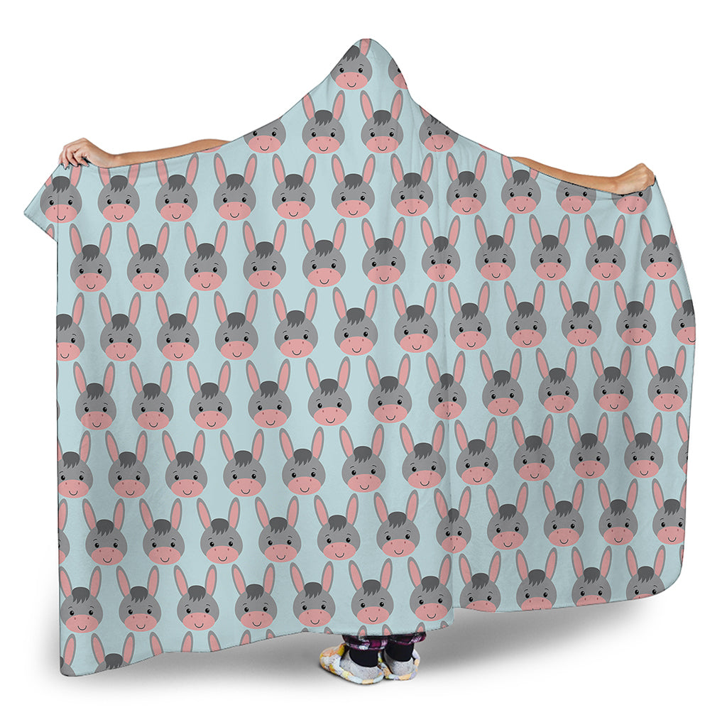 Cute Cartoon Donkey Pattern Print Hooded Blanket