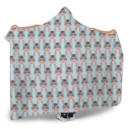 Cute Cartoon Donkey Pattern Print Hooded Blanket