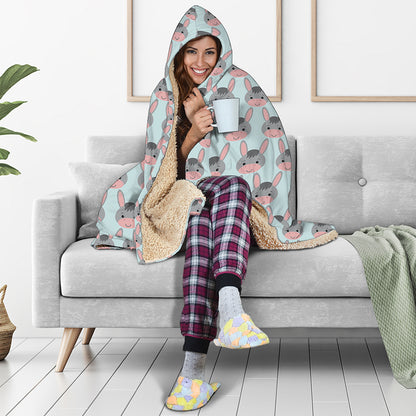 Cute Cartoon Donkey Pattern Print Hooded Blanket