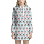 Cute Cartoon Donkey Pattern Print Hoodie Dress