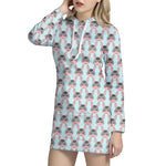 Cute Cartoon Donkey Pattern Print Hoodie Dress