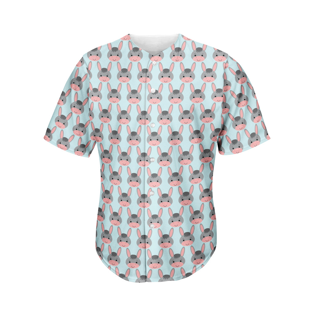 Cute Cartoon Donkey Pattern Print Men's Baseball Jersey