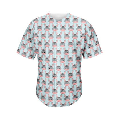 Cute Cartoon Donkey Pattern Print Men's Baseball Jersey